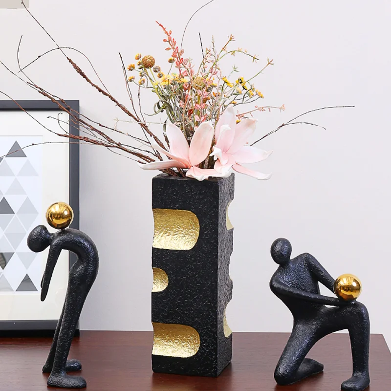 Black and Gold Art Figure Statue Ornament Living Room Decoration Flower Vase Resin Stainless Steel Ball Sculpture Decoration
Black and Gold Art Figure Statue Ornament Living Room Decoration Flower Vase Resin Stainless Steel Ball Sculpture Decoration