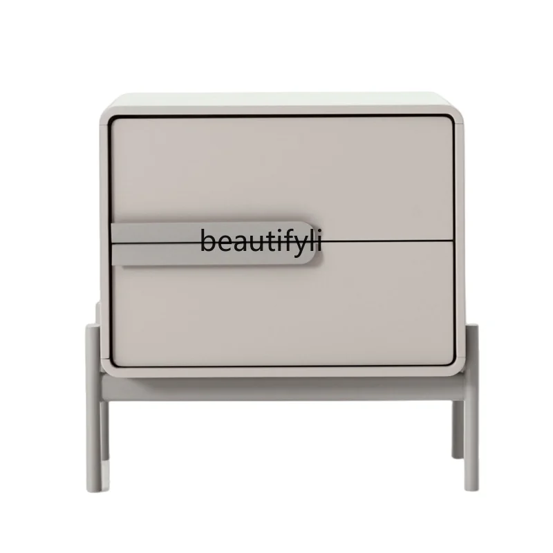 

LBX New Piano Paint Bedside Table Solid Wood Chest of Drawer Modern Minimalist Two-Drawer Cabinet Multifunctional Locker