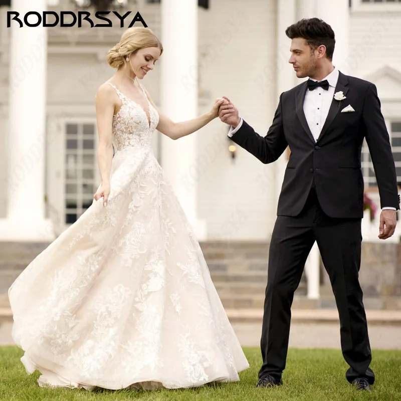 

Свадебное платье RODDRSYA в стиле бохо с а-силуэтом цвета слоновой кости для женщин, иллюзия, с открытой спиной, индивидуальный пошив, свадебное искусственное элегантное Тюлевое платье для невесты в стиле бохо с а-силу