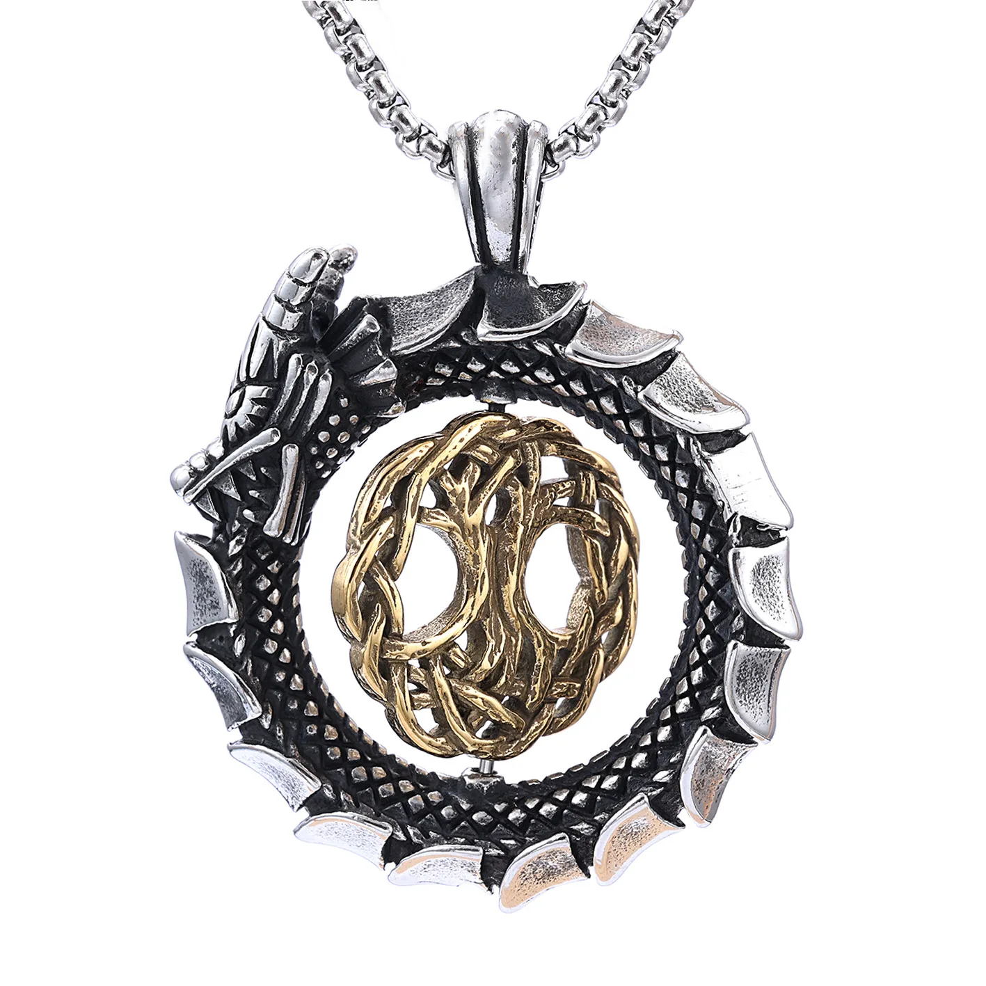 Viking Men's Stainless Steel Rotation Viking Dragon Tree of Life Pendant Necklace Chains Jewelry Accessories
Viking Men's Stainless Steel Rotation Viking Dragon Tree of Life Pendant Necklace Chains Jewelry Accessories
