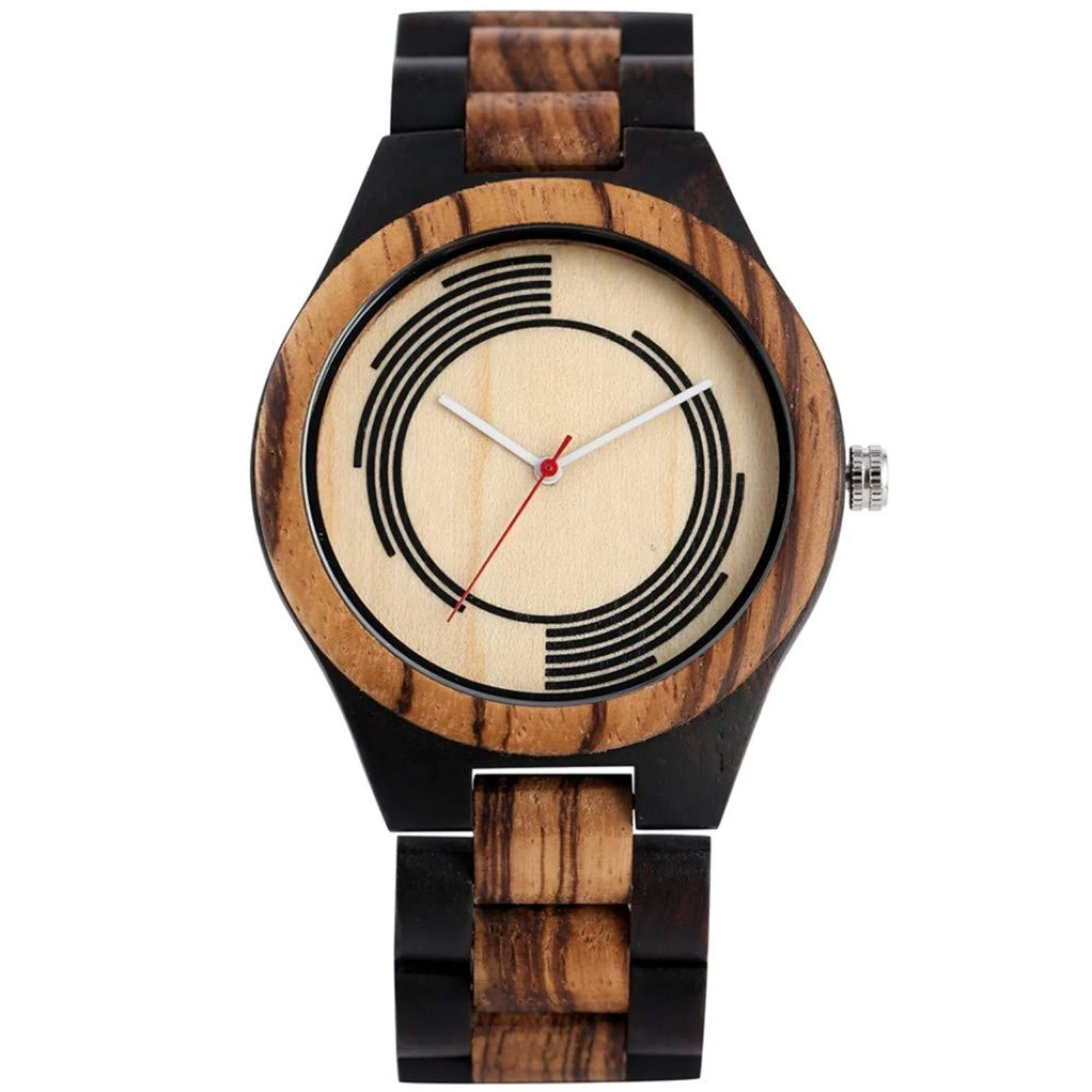 

FANDAO Wooden Watch Retro Spiral Stripe Watch Men Unique Geometry Design Quartz Watch Male Watches Full Wooden Band Bangle Gift