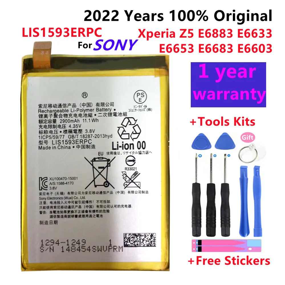 100% Genuine LIS1593ERPC For SONY Xperia Z5 E6883 E6633 E6653 E6683 E6603 Phone High Quality Battery 2900mAh+Tools Free
100% Genuine LIS1593ERPC For SONY Xperia Z5 E6883 E6633 E6653 E6683 E6603 Phone High Quality Battery 2900mAh+Tools Free