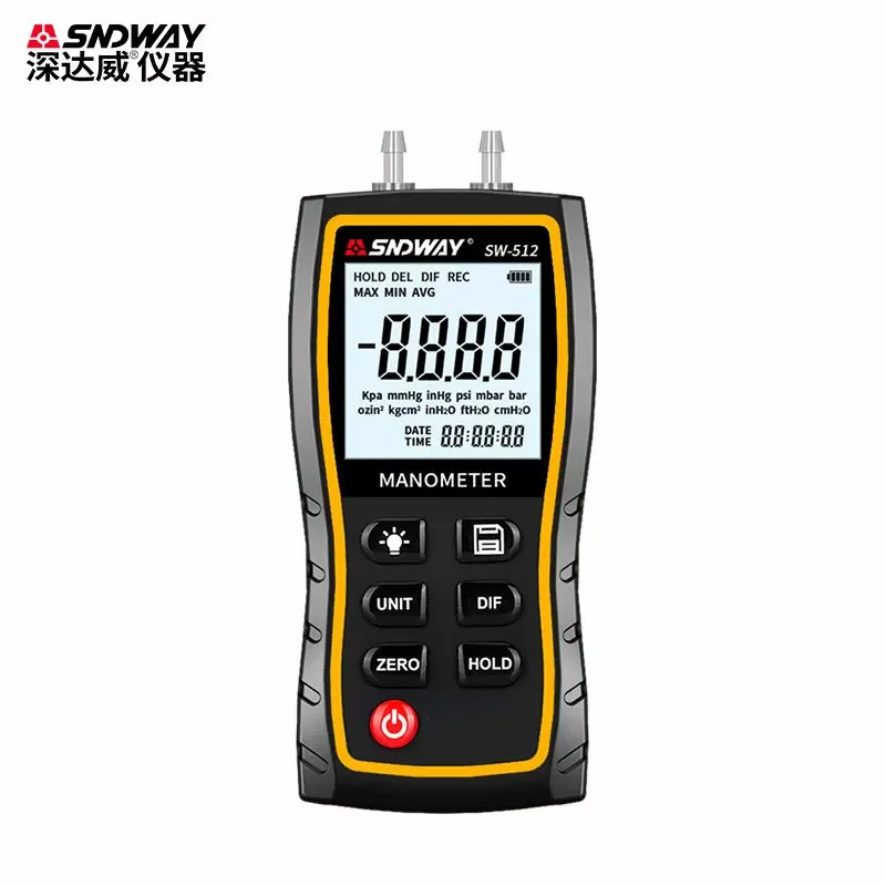 

SNDWAY SW-512 Series Digital Manometer Air Pressure Gauge +-103.42 KPa 0.01 Resolution air pressure Differential Gauge Kit Tool