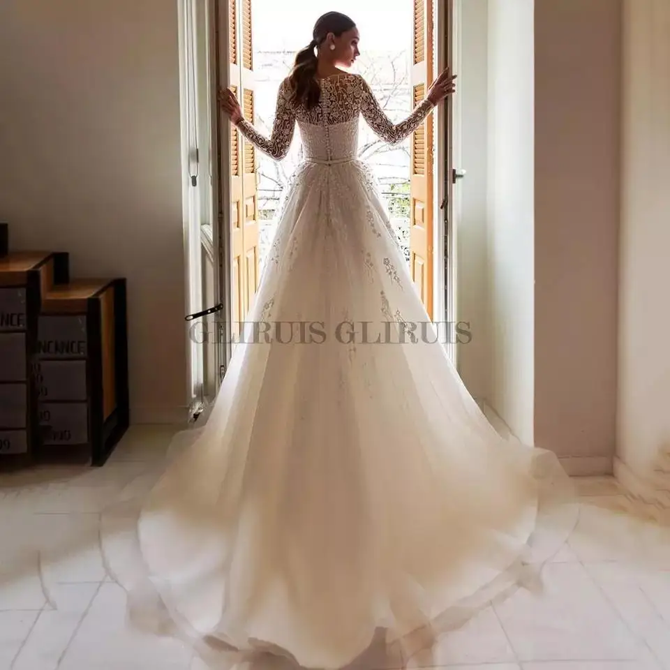 Wedding Dress A-Line O-Neck Lace Appliques Button Tulle Train Vintage Bride Gown Vestidos De Noiva
Wedding Dress A-Line O-Neck Lace Appliques Button Tulle Train Vintage Bride Gown Vestidos De Noiva