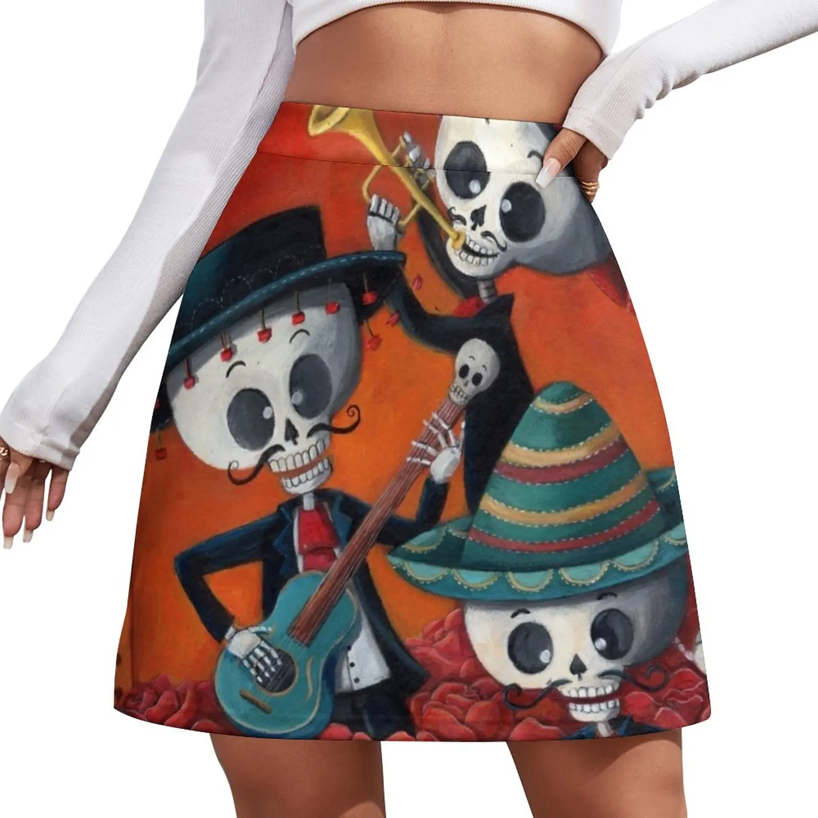 

Dia de Los Muertos Skeleton Musicans Mini Skirt skirt for woman summer dresses for women 2024