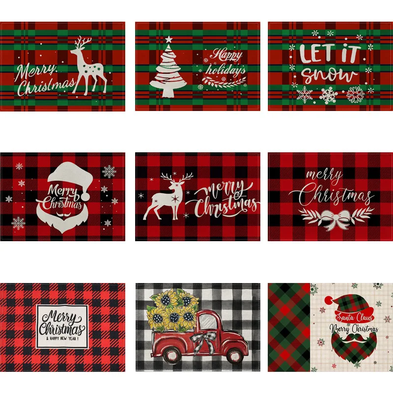 New Christmas Placemats Red Green Plaid Placemats Reversible Heat-Resistant Santa Claus Place mat for Xmas Home Decoration Gifts
New Christmas Placemats Red Green Plaid Placemats Reversible Heat-Resistant Santa Claus Place mat for Xmas Home Decoration Gifts