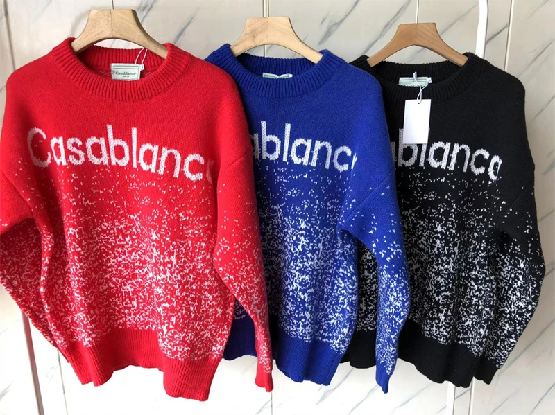 Top Version Red Black Blue Casablanca Jacquard Sweater Men Women Oversize Sweatshirts
Top Version Red Black Blue Casablanca Jacquard Sweater Men Women Oversize Sweatshirts