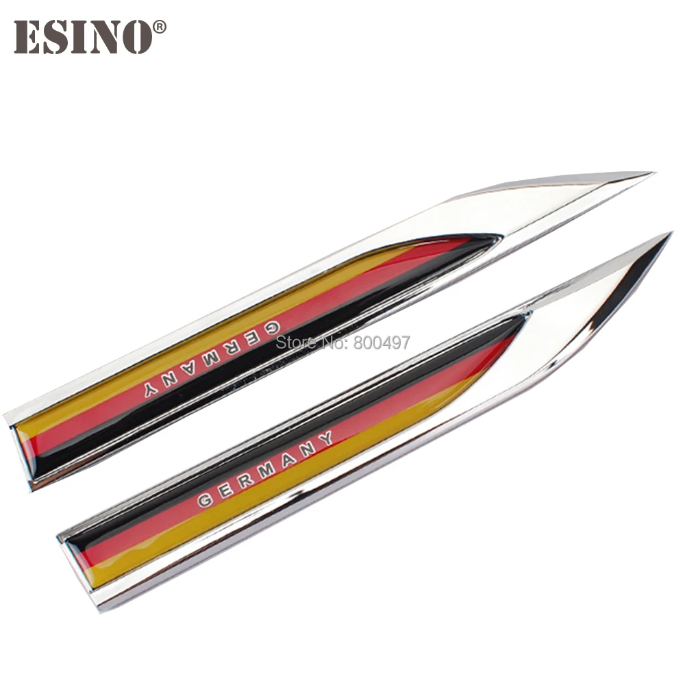 

2 x Car Body Fender Side Metal Chrome Zinc Alloy Knife Side 3D The Flag Of The Germany Emblems Badges Decals Stickers