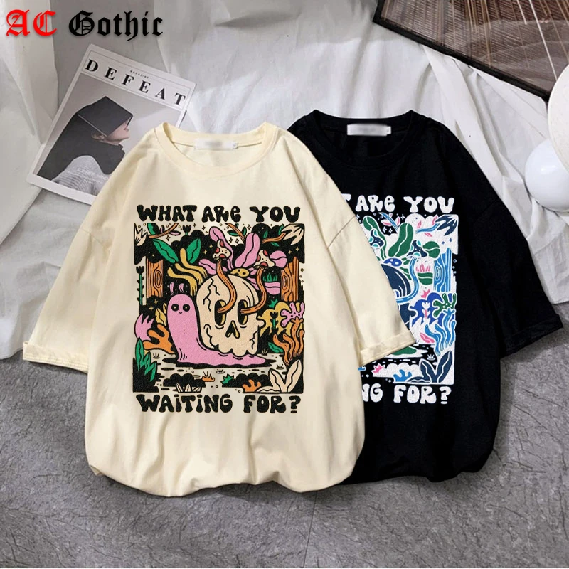 

Oversized T Shirt Women Retro Apricot Mushroom Cute Print T Shirt Summer Short Sleeve Summer Woman Tshirts Female Clothes Tops