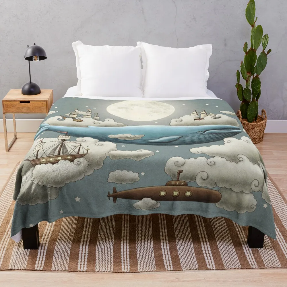 

Ocean Meets Sky Throw Blanket Decorative Sofas Soft Fluffy Shaggy Soft Plaid Blankets