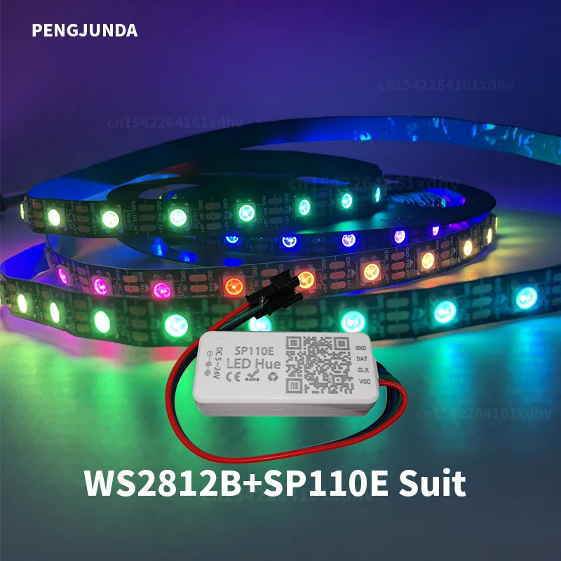 

WS2812B Светодиодная лента с SP110E USB Bluetooth контроллер WS2812 30/60/144 пикселей/м RGB индивидуально адресусветодиодный светодиодный светильник комплект DC5V