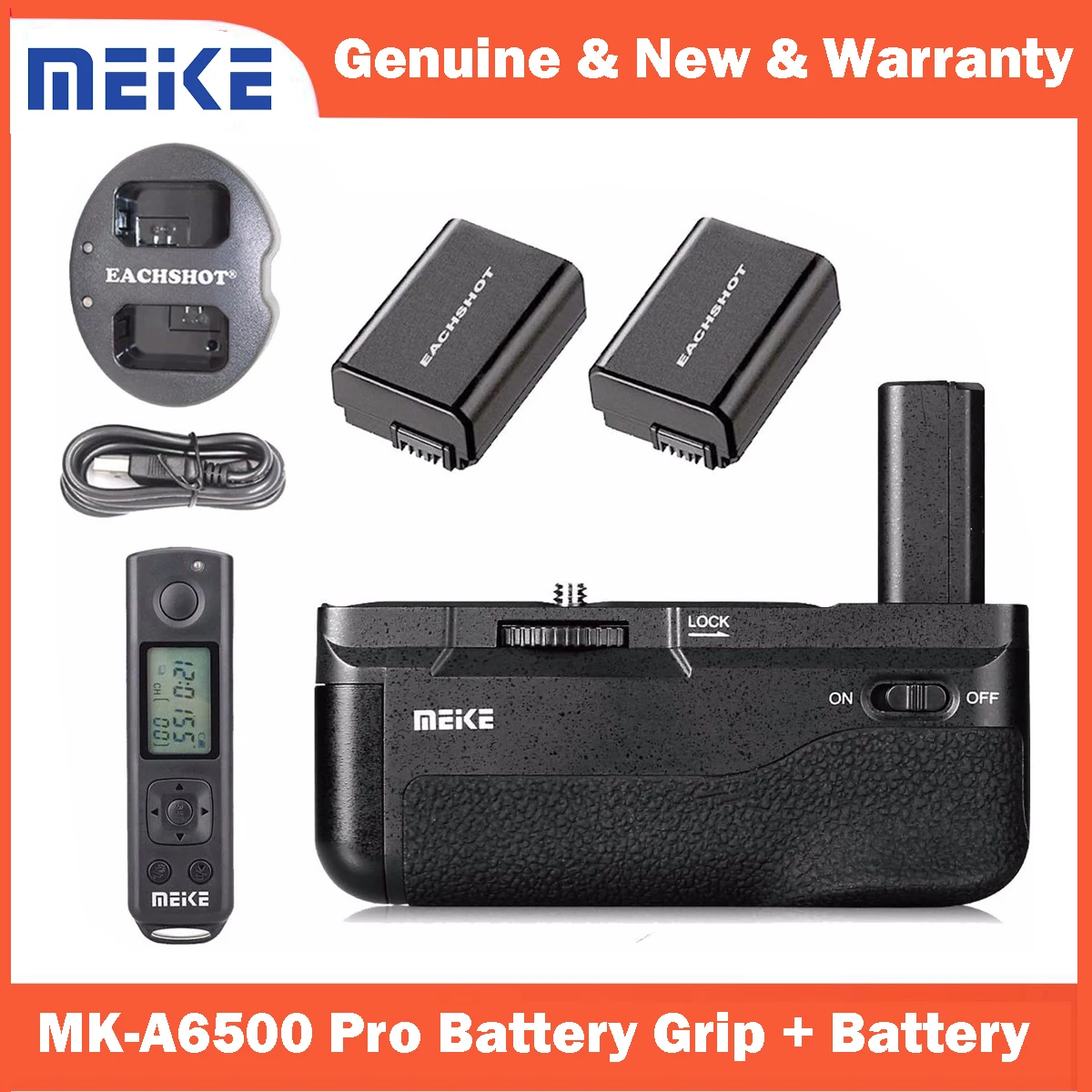 

Meike MK-A6500 Pro Battery Grip Built-in Remote Control 100M Vertical-Shooting with FW50 Battery for Sony A6500 Mirroless Camera