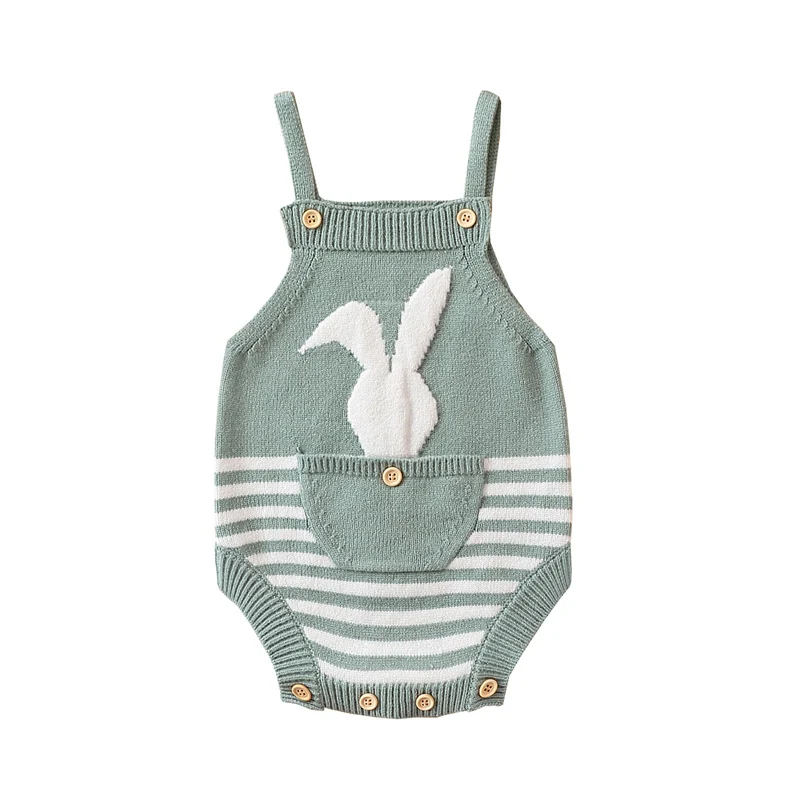 Baby Cartoon Bunny Easter Rompers Boys Girls Striped Contrast Color Buttons Sling Jumpsuits Newborn Knit Warm Clothes Green
Baby Cartoon Bunny Easter Rompers Boys Girls Striped Contrast Color Buttons Sling Jumpsuits Newborn Knit Warm Clothes Green