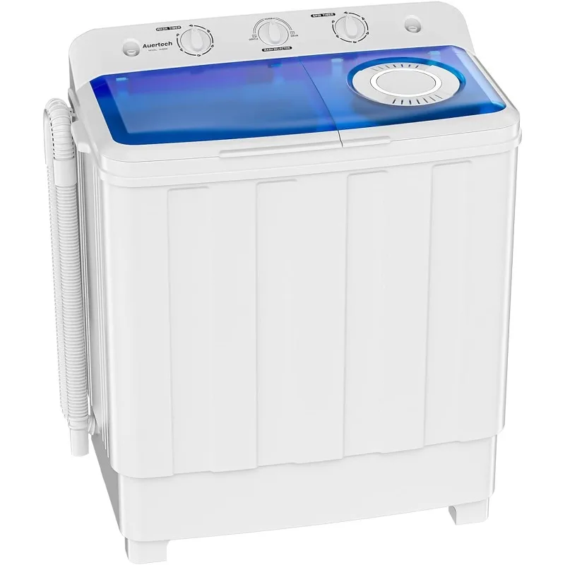 

Auertech Portable Washing Machine, 28lbs Twin Tub Washer Mini Compact Laundry Machine with Drain Pump, Semi-automatic 18lbs