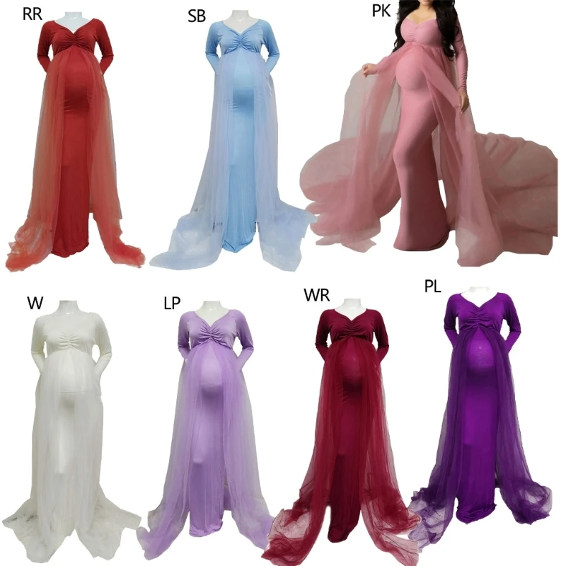 Maternity Photography Dress Close Cut Women Long Sleeves V-neck Evening Maxi Dresses Solid Color Elastic Photo Costume
Maternity Photography Dress Close Cut Women Long Sleeves V-neck Evening Maxi Dresses Solid Color Elastic Photo Costume
