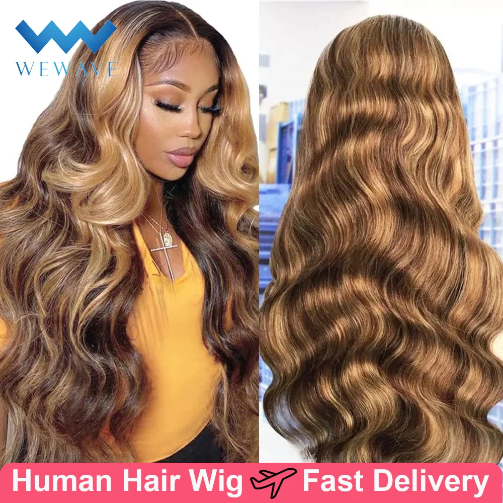 

P4/27 Highlight Ombre Body Wave Human Hair Wig 13x6 Lace Front Wig Blonde 13x4 Lace Front Wig Brazilian Color Curly Glueless Wig