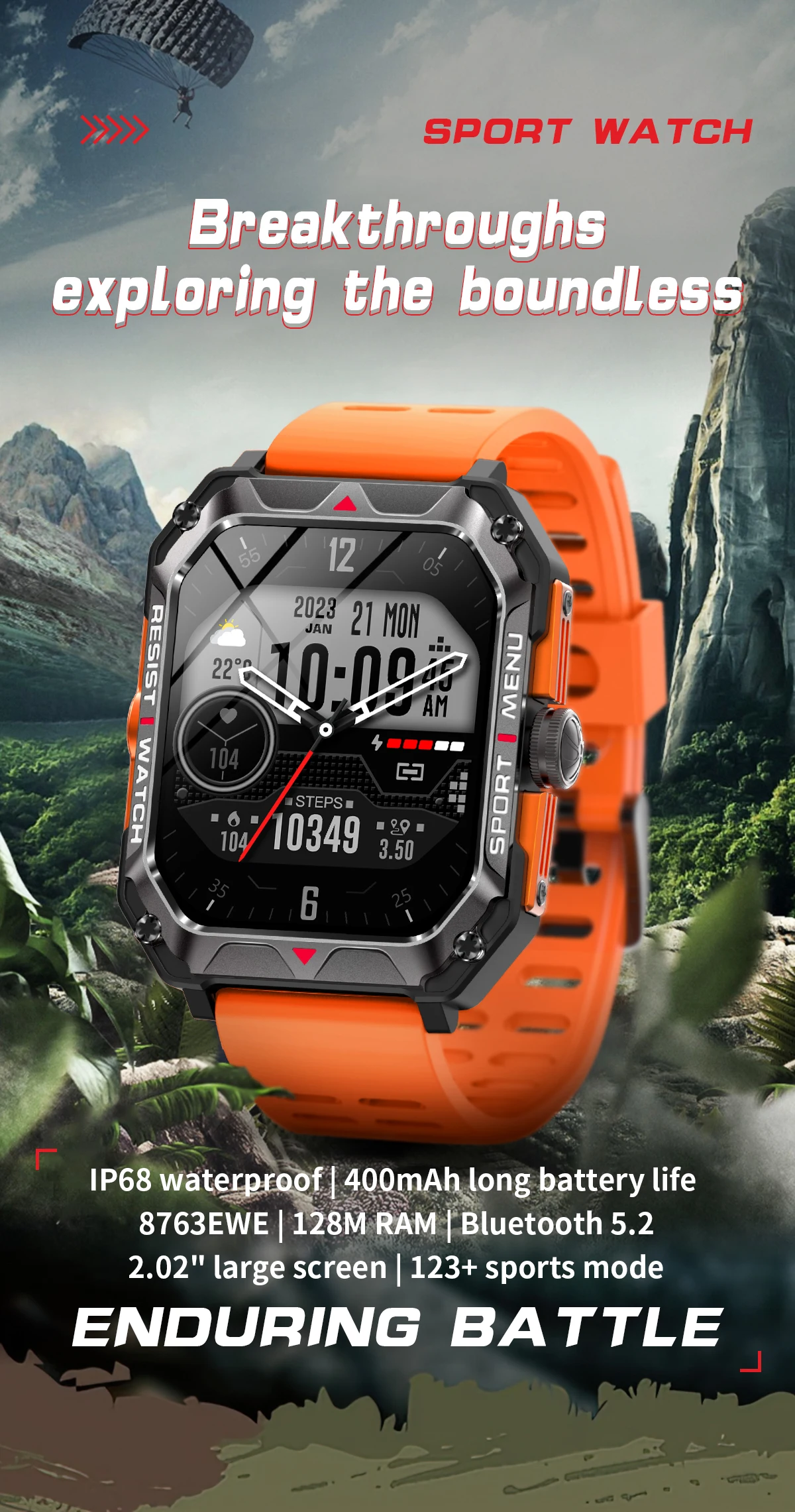 HD screen outdoor sports watch smart watch 2.02 inch bluetooth call fitness sleep tracking watch incoming call reminder
HD screen outdoor sports watch smart watch 2.02 inch bluetooth call fitness sleep tracking watch incoming call reminder
