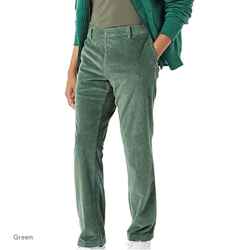 

Vintage Inspired Corduroy Trousers for Men Solid Color Pants with Fashionable Retro Look and Classic Button Closure