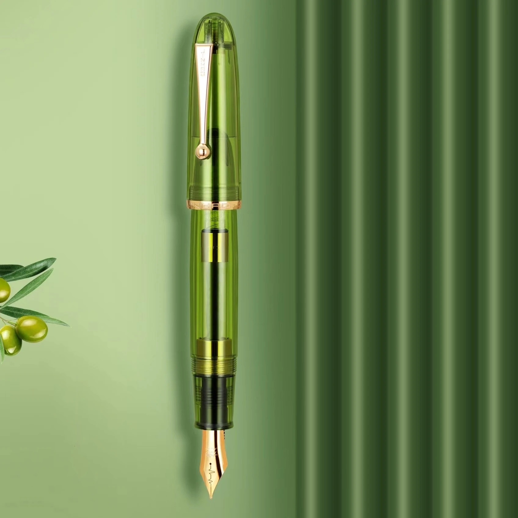 

Jinhao 9019 Fountain Pen Limited Heartbeat M Nib Olive Green Transparent Barrel for Calligraphy Signature A7555