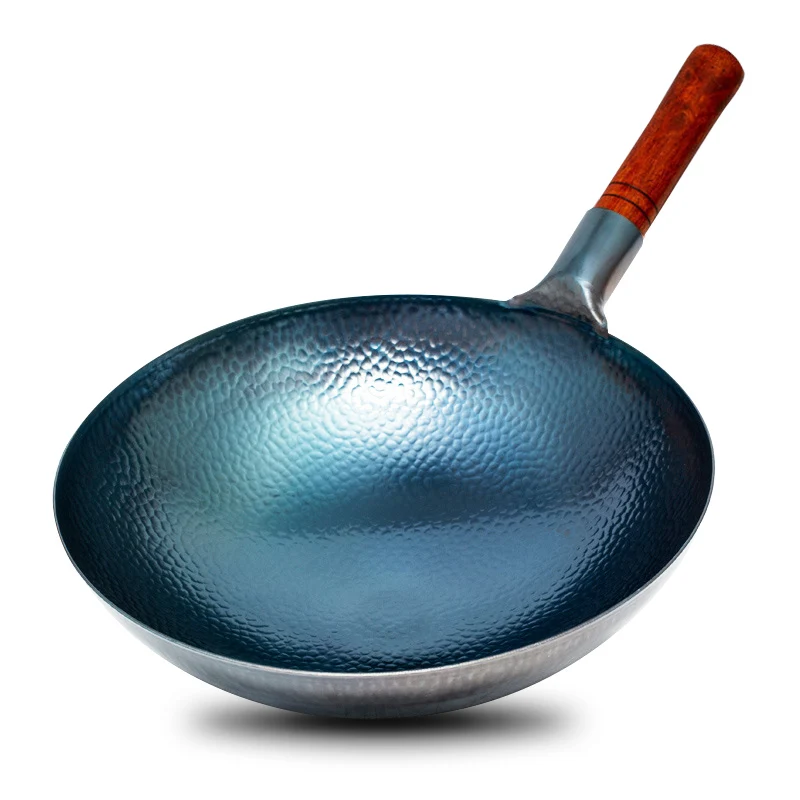Traditional Handmade Iron Wok Real Hammer Wok Traditional Carbon Steel Pow Wok with Wooden and Steel Helper Handle, Round Bottom
Traditional Handmade Iron Wok Real Hammer Wok Traditional Carbon Steel Pow Wok with Wooden and Steel Helper Handle, Round Bottom