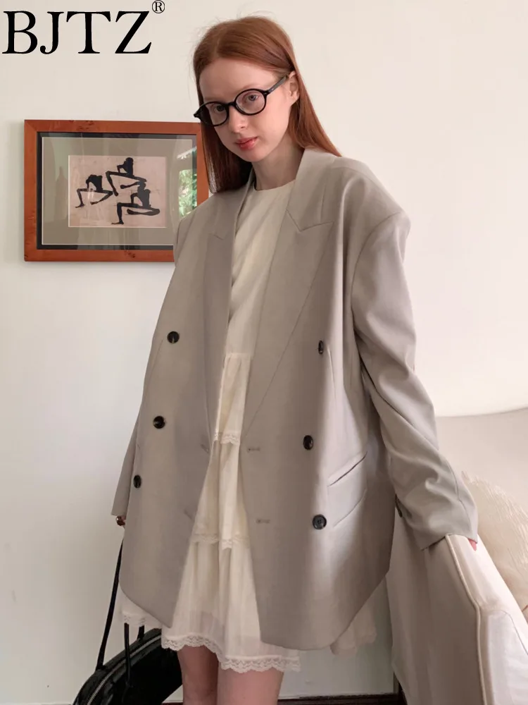 

Пиджак женский двубортный свободного покроя, большого размера, на весну/осень