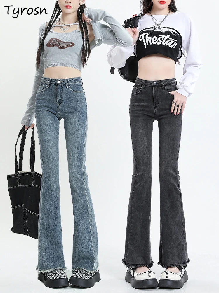 

Flare Jeans for Women Skinny Sexy Girls Clothing High Street Spring College Students Slim New Trendy Korean Style All-match Fit