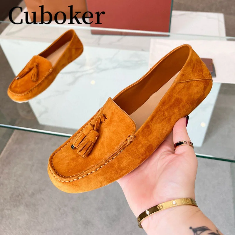 

Spring Walking Out Suede Fringe Loafers Shoes Leather Women's Flat Shoes Mules for Women Causal Flats Doug Shoes Ladies Shoes