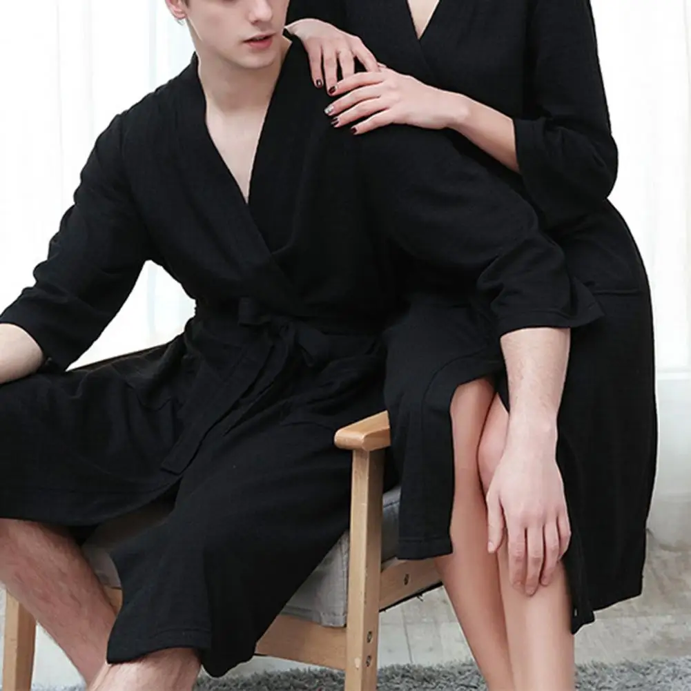 Women Bathrobe Solid Color V Neck Cardigan Long Sleeve Lady Pajamas Robes For Home Roupão De Banho
Women Bathrobe Solid Color V Neck Cardigan Long Sleeve Lady Pajamas Robes For Home Roupão De Banho