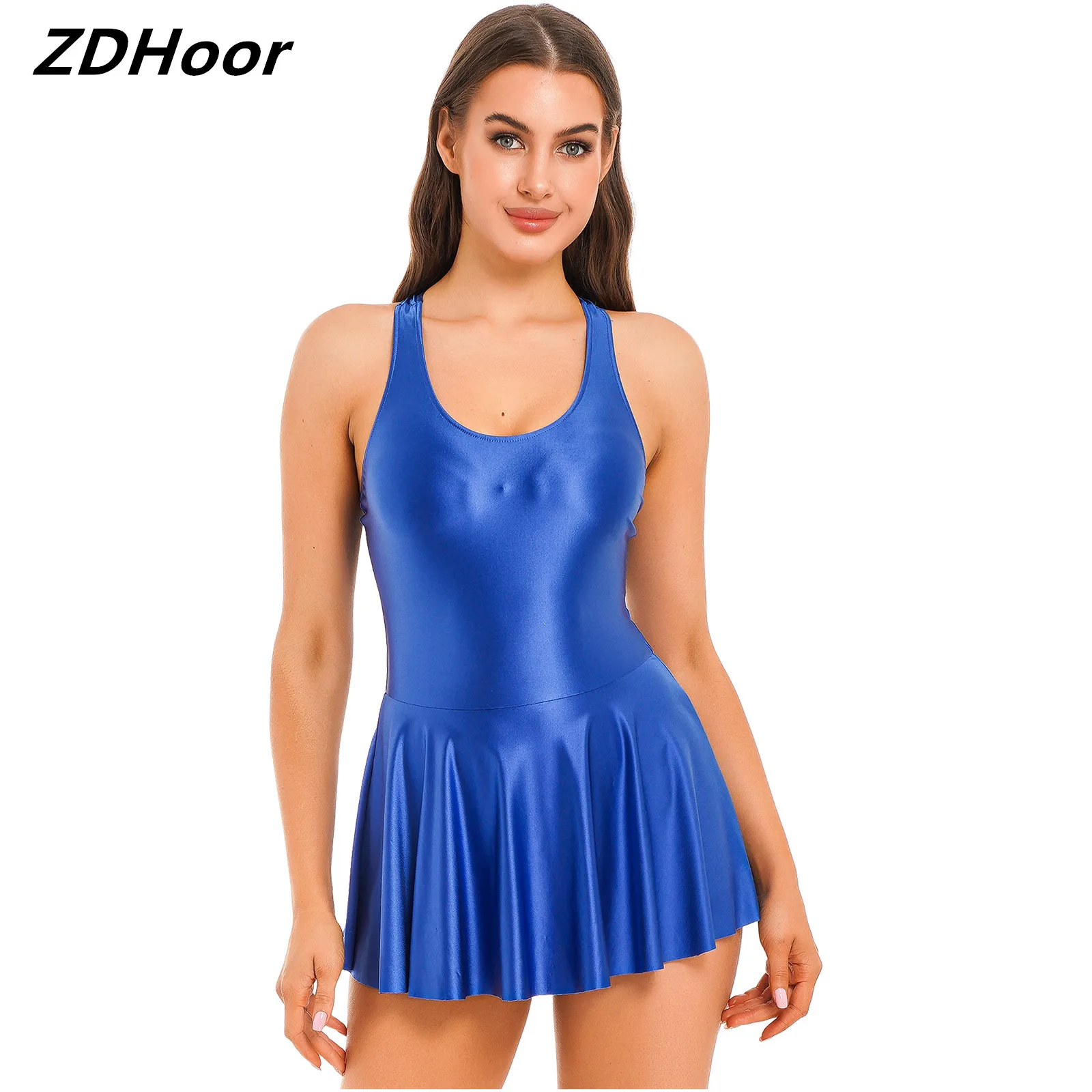 Womens Glossy Tank Dress One-Piece Swimsuit Sleeveless Solid Leotard Dresses for Sports Yoga Ballet Dance Swimming Clothes New
Womens Glossy Tank Dress One-Piece Swimsuit Sleeveless Solid Leotard Dresses for Sports Yoga Ballet Dance Swimming Clothes New
