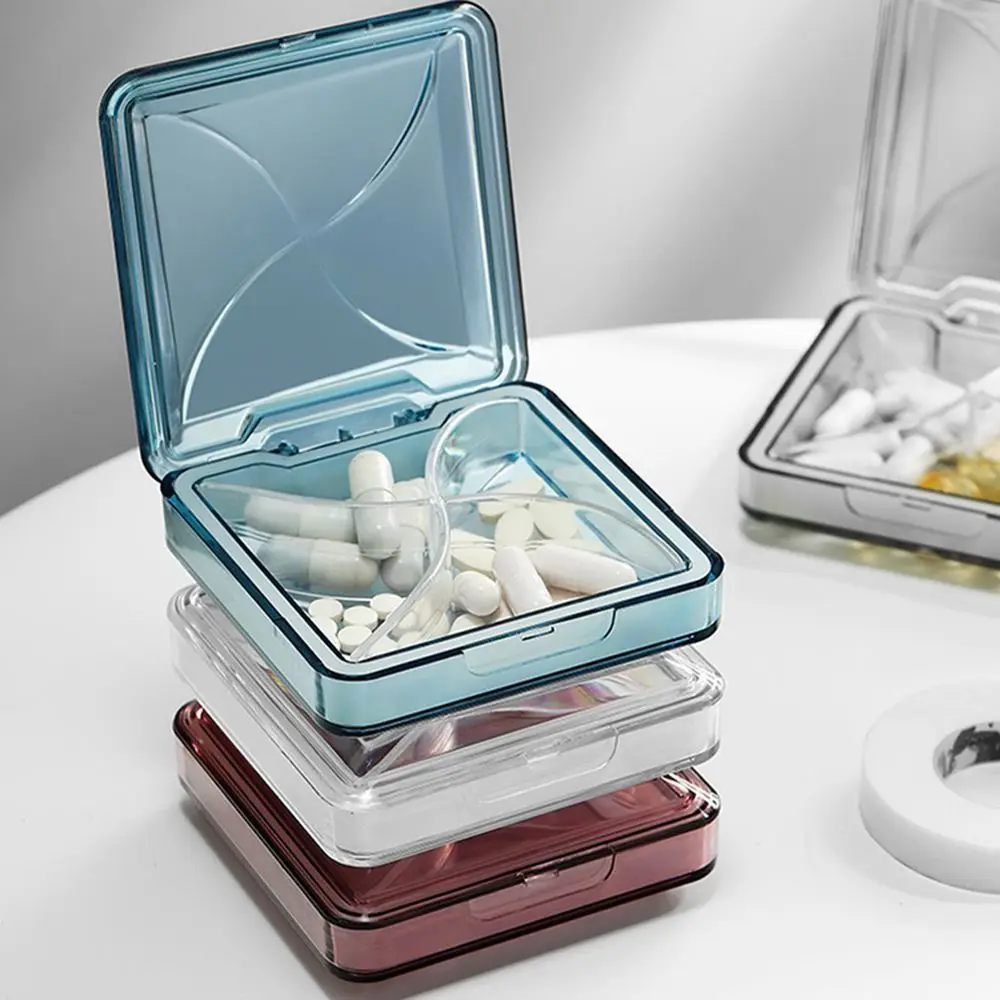 

Mini Medicine Pill Box 4 Grid Plastic Sealed Jewelry Storage Box Waterproof Travel Pill Box Pill Storage