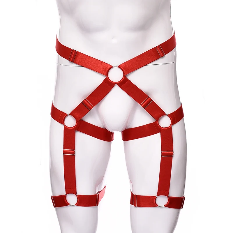 

Men Goth Rave Body Cage High Waist Garter Belt Male Elastic Adjust Fashion Sexy Underwear Bondage Body Harness Leg Garter