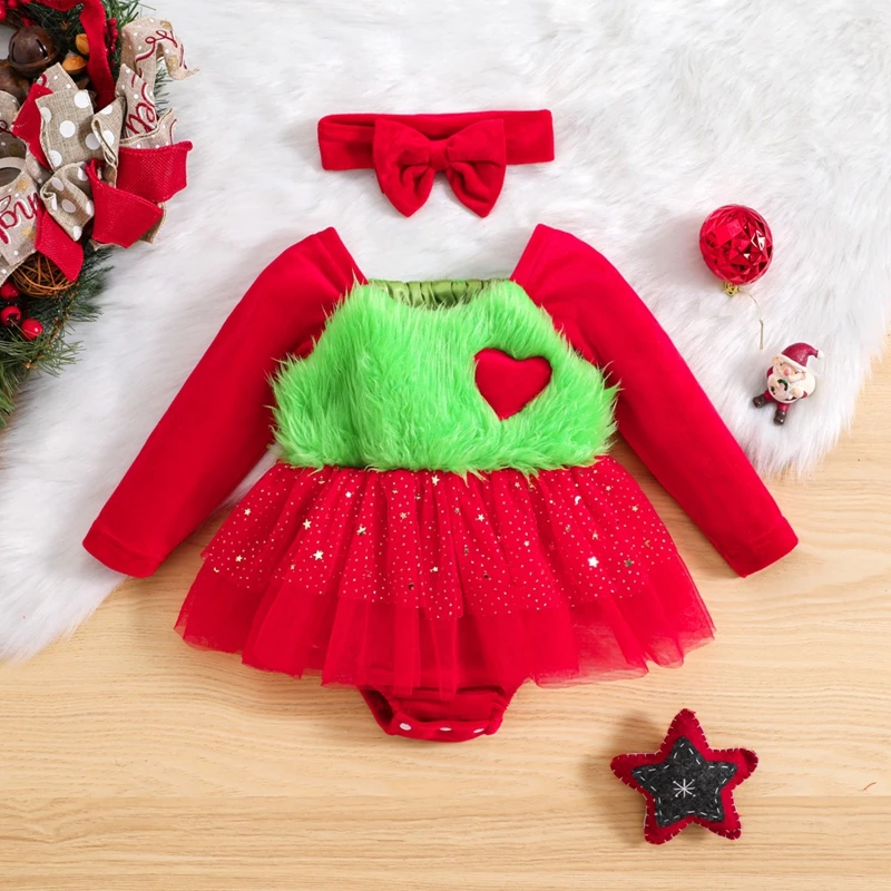 Baby Girls 2Pcs Christmas Outfits Long Sleeve Romper Tulle Dress with Headband Set Newborn Clothes
Baby Girls 2Pcs Christmas Outfits Long Sleeve Romper Tulle Dress with Headband Set Newborn Clothes