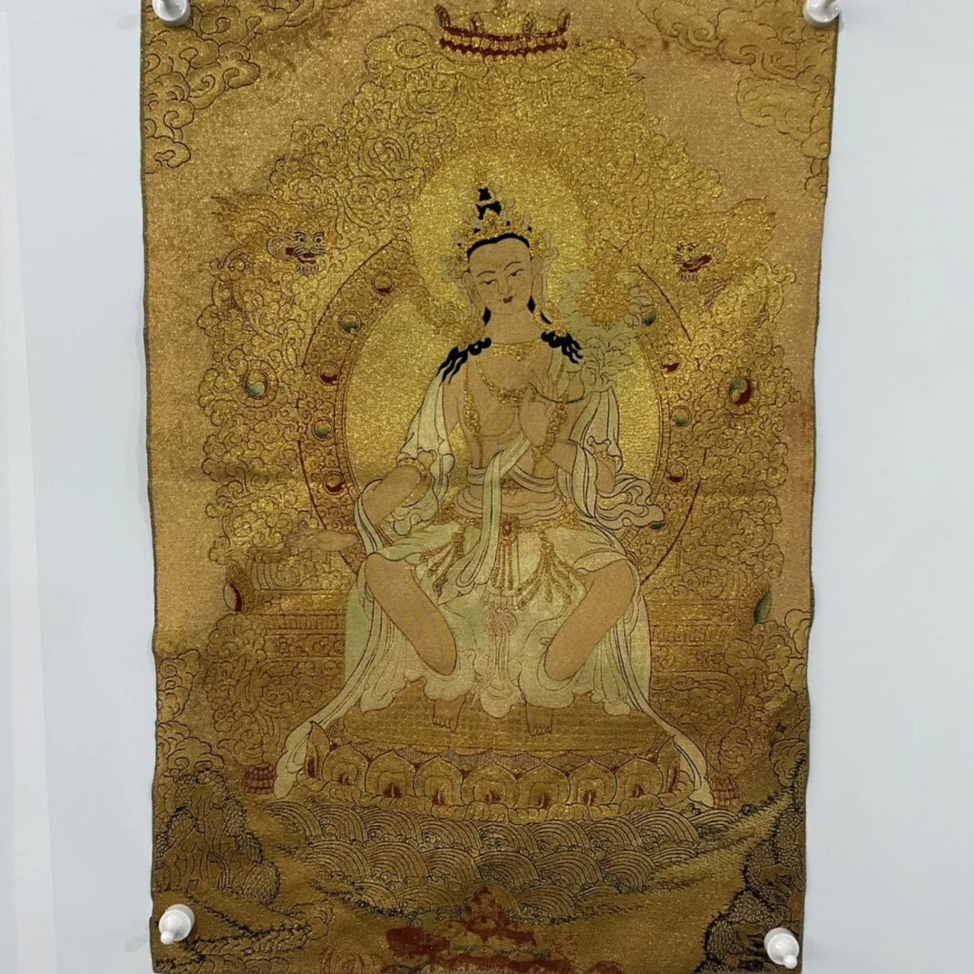 35"Thangka Embroidery Tibetan Buddhism silk brocade White Tara Sitting Buddha Thangka hanging screen Worship Hall Town house
35"Thangka Embroidery Tibetan Buddhism silk brocade White Tara Sitting Buddha Thangka hanging screen Worship Hall Town house