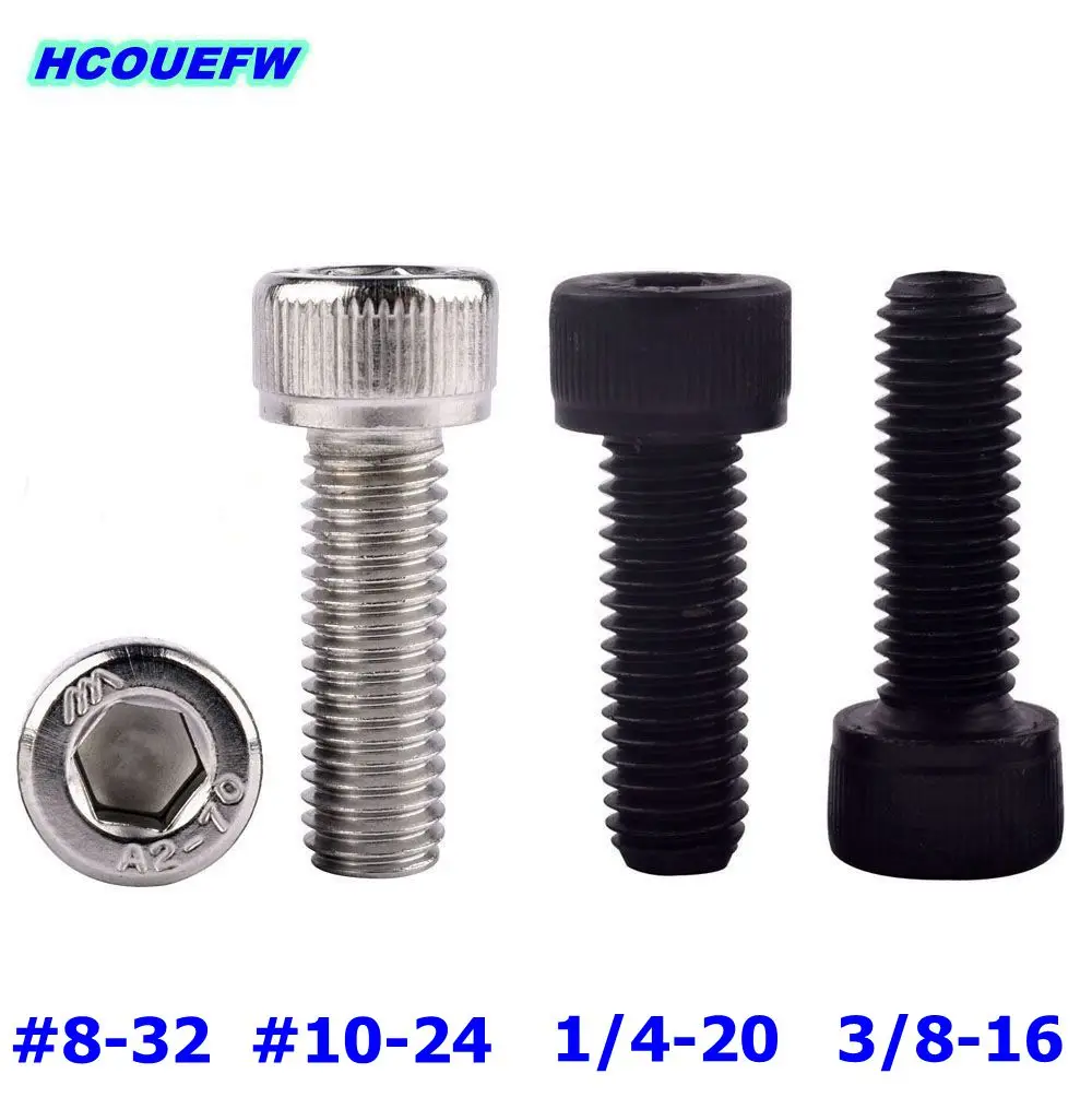 HCOUEFW 5pcs UNC #8-32 10-24 1/4-20 3/8-16 Coarse Thread Black Grade 12.9 Carbon Steel 304 Stainless Allen Bolt Hex Socket Screw
HCOUEFW 5pcs UNC #8-32 10-24 1/4-20 3/8-16 Coarse Thread Black Grade 12.9 Carbon Steel 304 Stainless Allen Bolt Hex Socket Screw