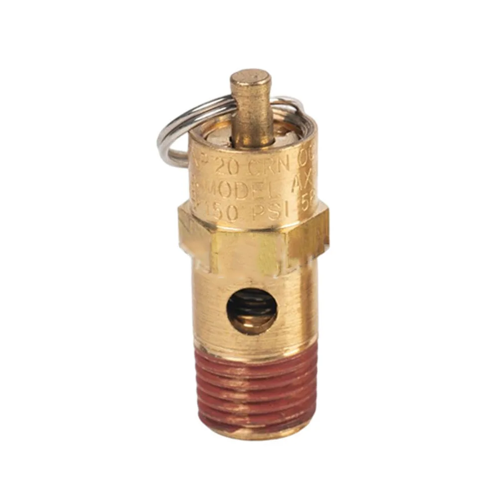 Heavy Duty 1/4 NPT Air Compressor Safety Relief Valve Preset at 125 PSI Brass and Stainless Steel Construction
Heavy Duty 1/4 NPT Air Compressor Safety Relief Valve Preset at 125 PSI Brass and Stainless Steel Construction