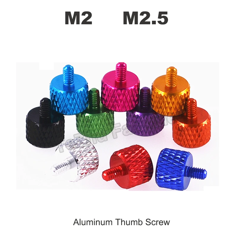 M2 M2.5 Thumb Screw Bolt Aluminum Hand Tighten Knob Screw Computer Case Length 4mm Knurled Cylinder Head Hand Screw Anodized
M2 M2.5 Thumb Screw Bolt Aluminum Hand Tighten Knob Screw Computer Case Length 4mm Knurled Cylinder Head Hand Screw Anodized