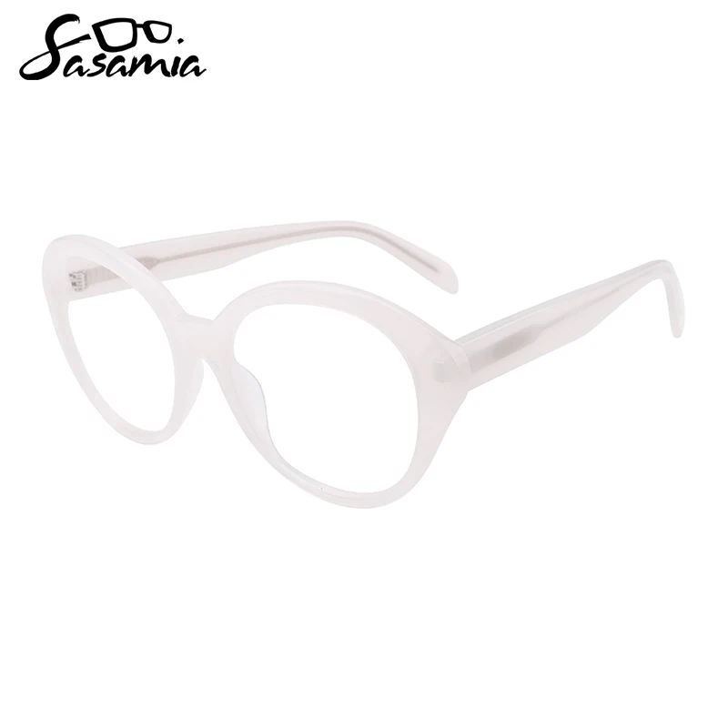 

SASAMIA Female Eyewear Acetate Oval Cat Eye Glasses Optical Prescription Glasses Thin Frame Crystal Colors Glasses WD1392