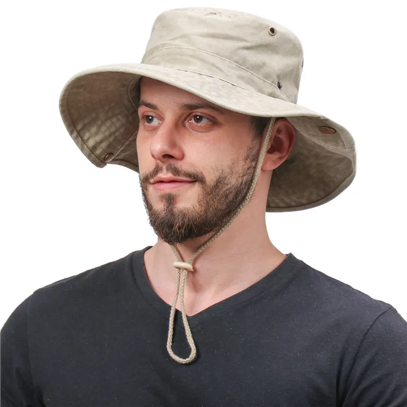 

New Unisex Cotton Washed Large Bucket Hat Men's Outdoor Mountaineering Sun Hat Casual Hiking Fishing Hat Bonnet