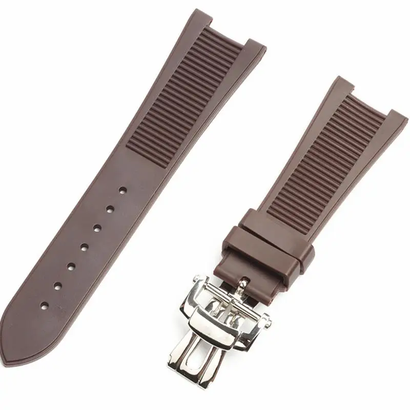

PCAVO 25mm Rubber Silicone Watch Strap Folding Buckle Watchbands For PATEK PHILIPPE Strap Nautilus Series Watchband