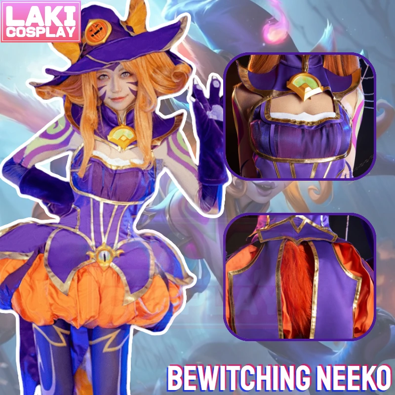 

Game LOL Bewitching Neeko Cosplay Costume Bewitching Cosplay Neeko Costume Halloween Dress and Neeko Cosplay Wig