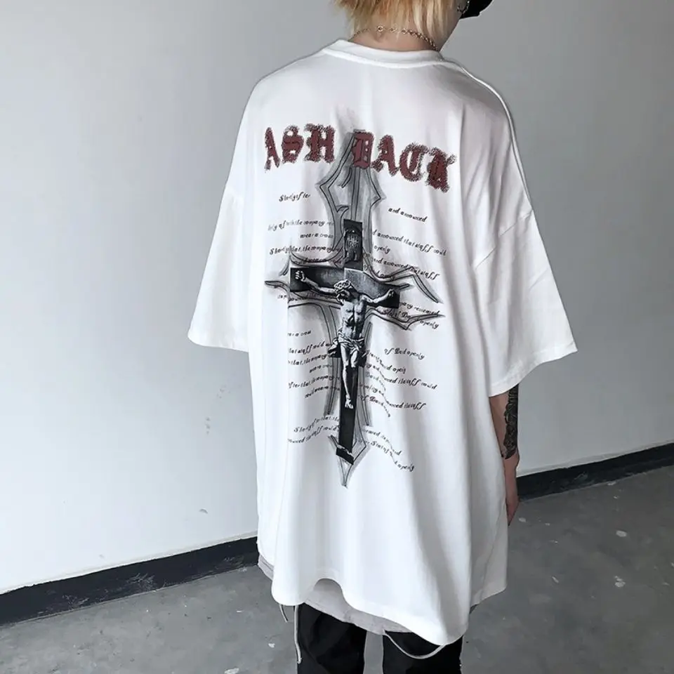 Dark style Gothic letter print high street Asian style short-sleeved T-shirt for men and women large size trendy t-shirt y2k top
Dark style Gothic letter print high street Asian style short-sleeved T-shirt for men and women large size trendy t-shirt y2k top