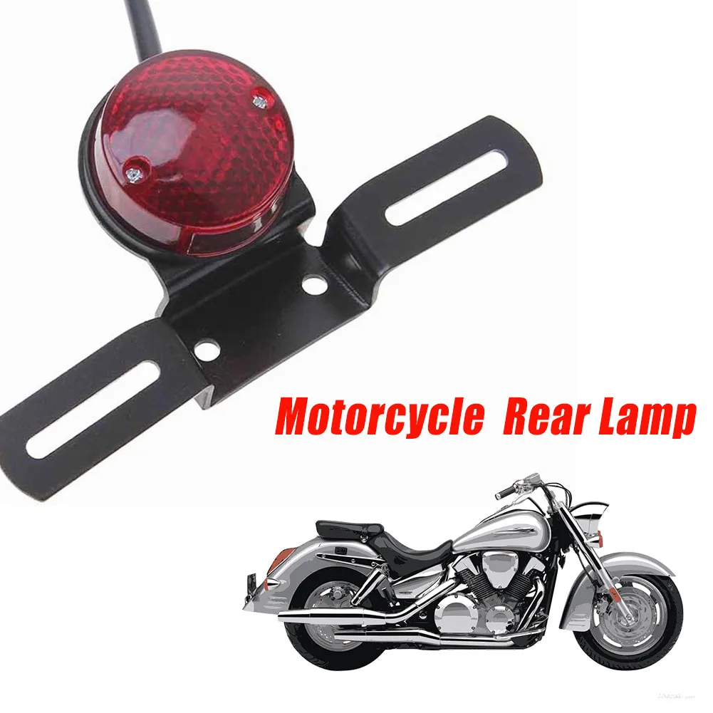 

Motorcycle Tail Brake Stop Light Retro Red Rear Lamp With License Plate Mount For Harley Honda Suzuki Chopper Bobber Motor Parts