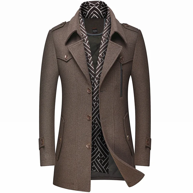 2023 Fashionable Windbreaker Thickened Men's Woolen Coat Scarf Collar Mid-length Coat Winter Warm Coat
2023 Fashionable Windbreaker Thickened Men's Woolen Coat Scarf Collar Mid-length Coat Winter Warm Coat