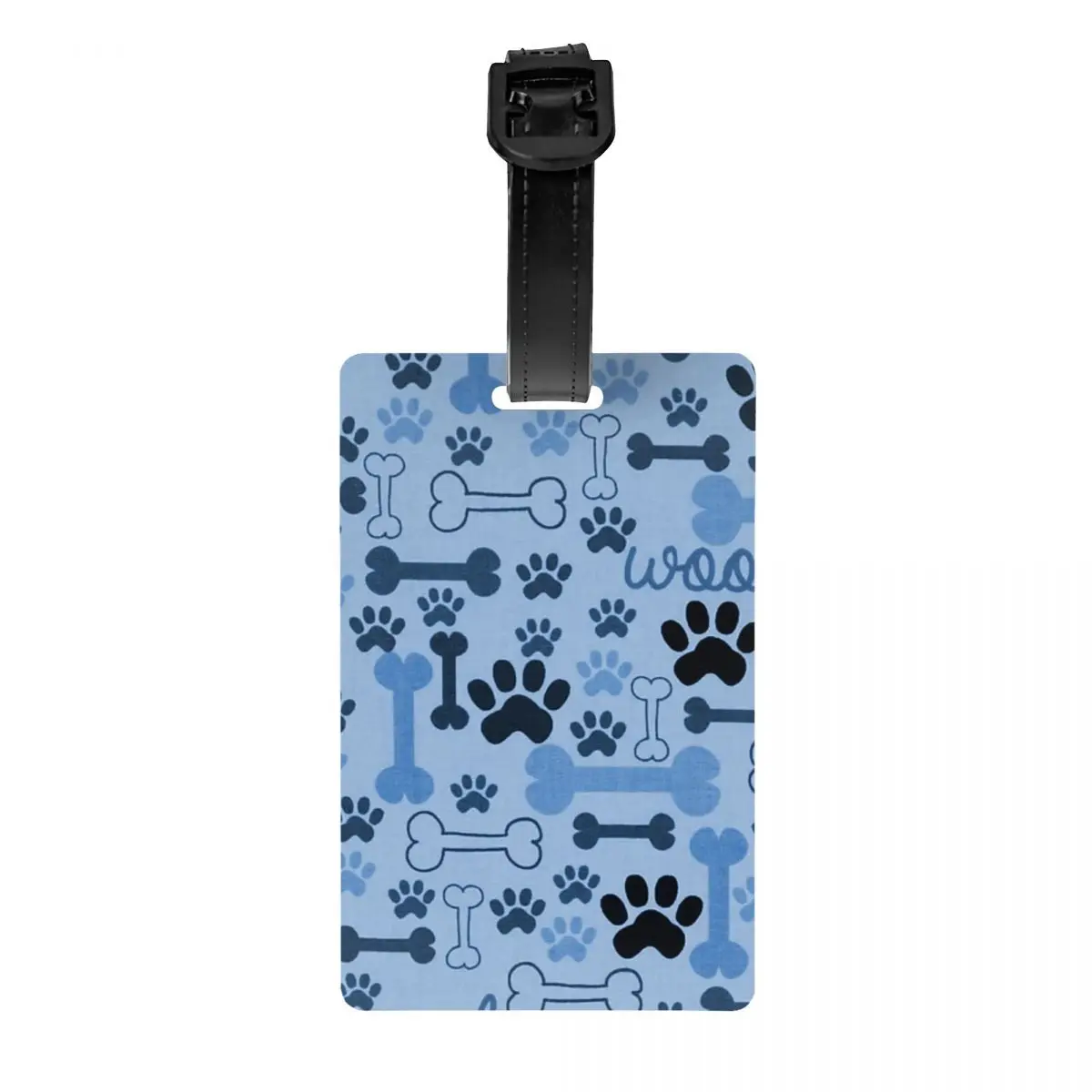 

Blue Dog Bones And Paw Prints Pattern Luggage Tag Custom Animal Cartoon Footprint Baggage Tags Privacy Cover Name ID Card
