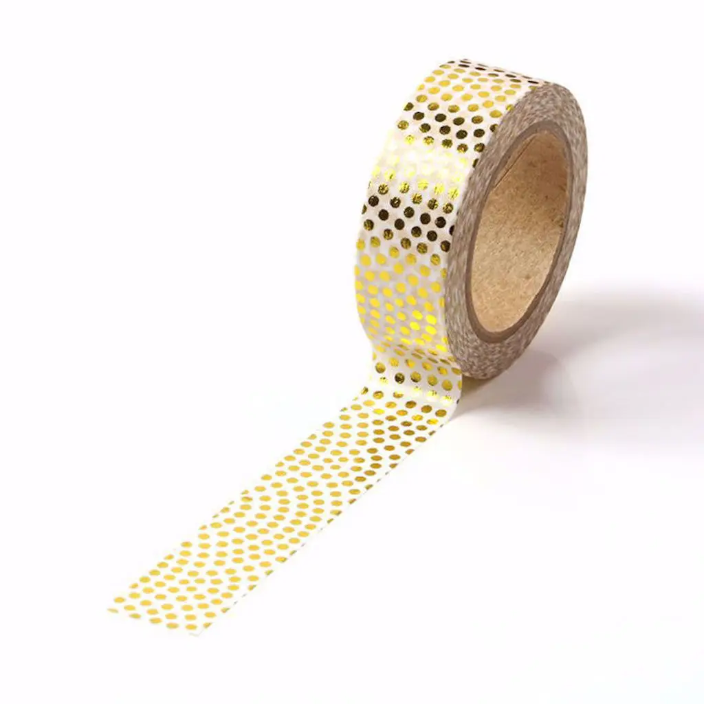 15mmx10m Superior Tiny Gold Dots Washi Tape Decorative Masking Tape For Journal Scrapbook Planner DIY Crafts Holiday Deco
15mmx10m Superior Tiny Gold Dots Washi Tape Decorative Masking Tape For Journal Scrapbook Planner DIY Crafts Holiday Deco