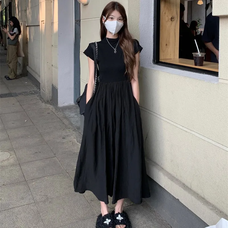 2023 New Summer Style Dress Splice Short Sleeve Crewneck Insert Lady Commute Draw Back Appear Thin Advanced Sense Free Shipping
2023 New Summer Style Dress Splice Short Sleeve Crewneck Insert Lady Commute Draw Back Appear Thin Advanced Sense Free Shipping