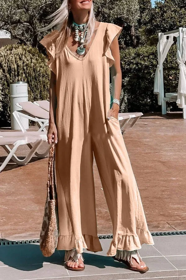 Wepbel Jumpsuit Women Summer Tank Tops Solid Loose Casual Jumpsuits Rompers Sleeveless V-neck Ruffles Wide Leg Pants Jumpsuit
Wepbel Jumpsuit Women Summer Tank Tops Solid Loose Casual Jumpsuits Rompers Sleeveless V-neck Ruffles Wide Leg Pants Jumpsuit