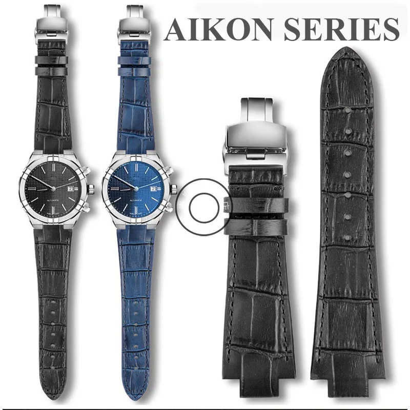 

Genuine Leather Watchband For MAURICE LACROIX Watch AIKON Series AI6008 AI6038 AI6058 Embedded Steel Grain Strap Men Bracelet