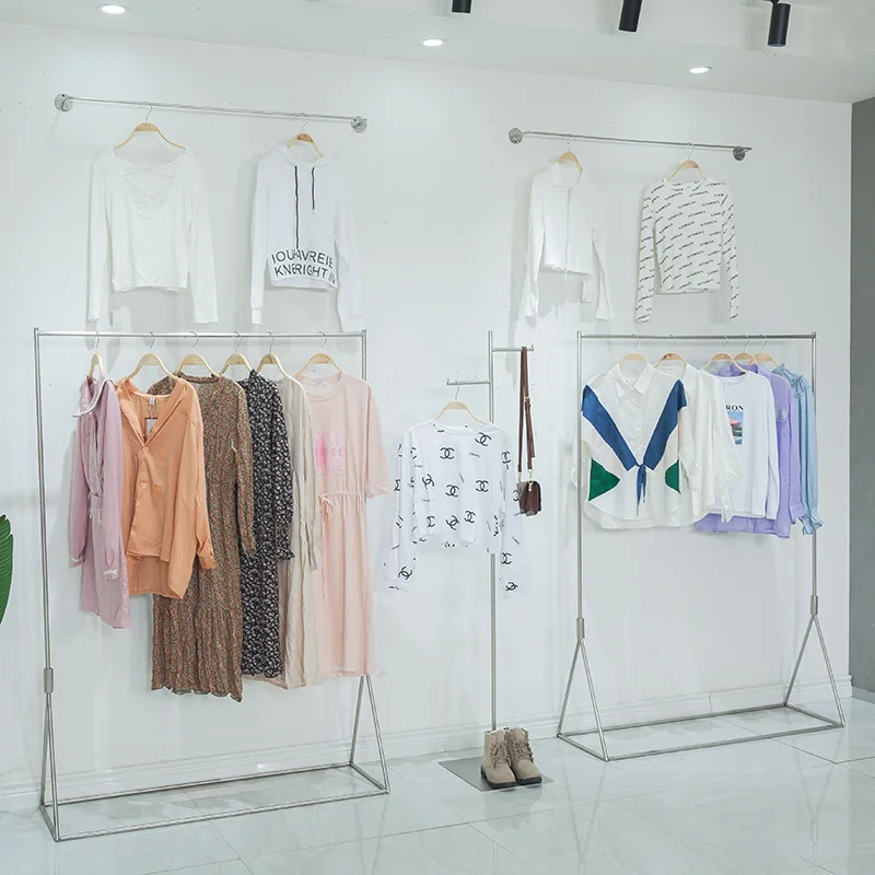 Clothing Store Display Stand Floor Creative Stainless Steel Solid Clothes Rack Silver Hanger
Clothing Store Display Stand Floor Creative Stainless Steel Solid Clothes Rack Silver Hanger