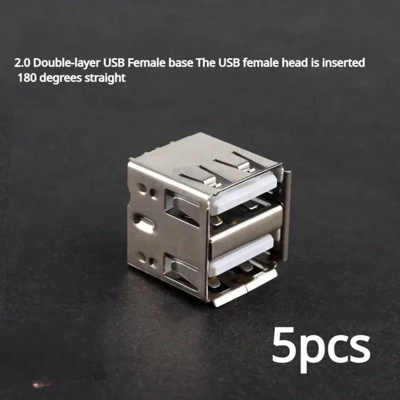 5pcs 2.0 Double-layer USB Female base The USB female head is inserted 180 degrees straight
5pcs 2.0 Double-layer USB Female base The USB female head is inserted 180 degrees straight